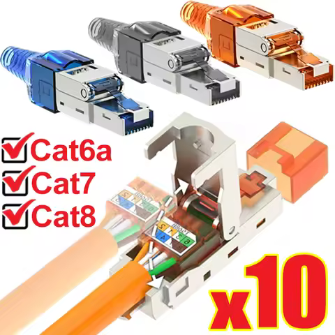 RJ45 Cat8 Cat7 Cat6a Connectors Tool-Free RJ45 Coupler Shielded Ethernet Cable Extender PoE+ for Cat