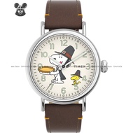 TIMEX TW2V60100 Unisex Watch Standard Peanuts Snoopy Thanksgiving 40mm Leather Strap Brown *Original