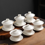 Ceramic white porcelain tea cup with gold rim, non-scalding home-use tea bowl H34Z