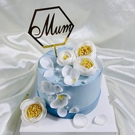 海棠白花蛋糕 生日蛋糕 客製 造型 翻糖 母親節 6 8吋面交