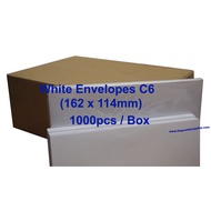 White Paper Envelope C6 6-3/8 X 4-1/2 (BOX) able to fit A4 size double folded