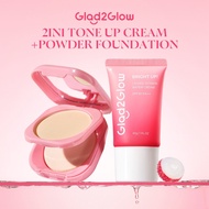 Glad2Glow 2 In 1 Perfect Blurring Powder Foundation & Tone Up Cream Makeup 2pcs Concealer Oil Contro