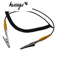 HUAYU Coiled Cord, PU,Metal 2mm Anti-Static ESD Grounding Cable, 180cm / 71" Male-to-Female Polyuret