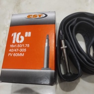 CST 16 INCH PURE BICYCLE INNER TYRE 305 OR 16x1.50 TO 16x1.75 SMALL PRESTA VALVE 60MM LENGTH
