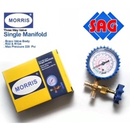 MANIFOLD GAUGE MORRIS SINGLE MULTI R32 R134a R134 R22 R410 R410a - MORRIS CU 134