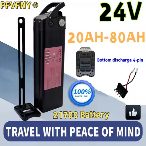 New 24V 20-50AH 18650 lithium battery with full capacity 35AH BMS 4-pin discharge, suitable for clim