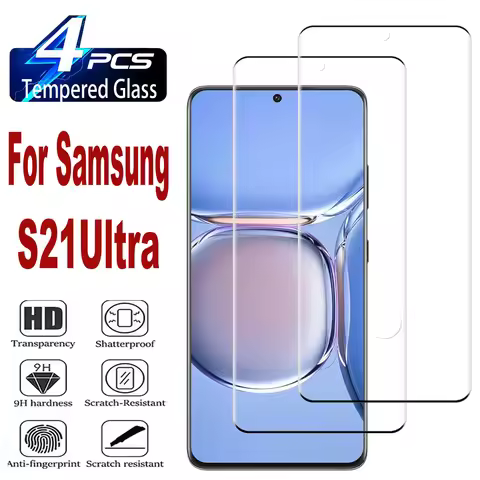 For Samsung Galaxy S21 Ultra 5G 3D Curved Four Sides Glue Tempered Glass