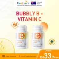 Pentavite Vitamin 2 Bottles Set (Bubbly B + Vitamin C) Chewable 60pcs – Vitamin B Complex, Lollipop 