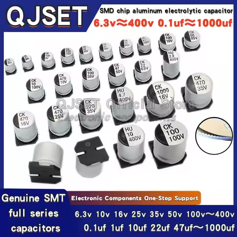 10Pcs SMD Aluminum Electrolytic Capacitor 6.3V 10V 16V 25V 35V 50V 100V 400V 2.2UF 4.7UF 10 22 33 47
