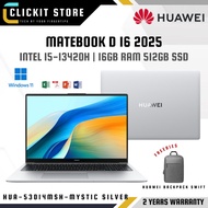 HUAWEI MateBook D16 2025 Laptop i5-13420H 16GB RAM 512GB SSD HUA-53014MSH