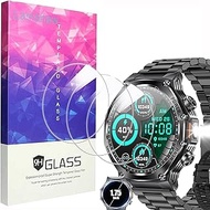 Lamshaw Compatible for HIRREO Military Smart Watch Screen Protector, [3 Pack] 9H Tempered Glass Scre