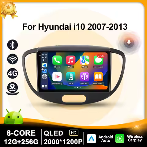Android 16.0 GPS Navi For Hyundai i10 2007-2013 Car Multimedia Player Wireless Carplay 4G WIFI BT 10