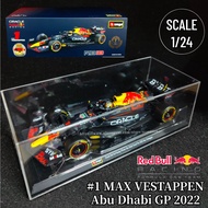 Bburago 1:24 Limited Edition RB18 Replica, F1 2022 Car Model with Showcase Helmet, Scale Red Bull Ra
