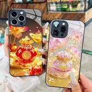 Glass Case LuckyCNY God of Wealth Bag for iPhone 17 16 15 14 13 12 11 8 7 6 6s 6p 7p 8p 6g 7g 8g Pro