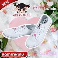 Gerry Gang รองเท้าพละผ้าใบขาวผูกเชือก รุ่นF-499 Gerry Gang (31-40) ของแท้