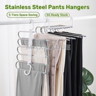 Maxvaluesg® Stainless Steel 5-tiers Clothes Rack, Closet Organizer/Pants  Trousers Hangers