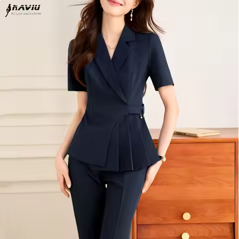 NAVIU Summer Elegant Formal Pantsuits Ladies Office Business Work Wear Professional Trousers Set Car