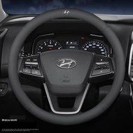 ที่หุ้มพวงมาลัยหนังสังเคราะห์พรีเมี่ยมที่หุ้มแฮนด์รถอเนกประสงค์ระบายอากาศและป้องกันการลื่นเหมาะสำหรับ Hyundai CRETA STARIA H-1 Elite NS Palisade Reina Veloster Accent Loniq Kona Santa Fe Tucson Starex Sonata Elantra