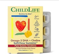 ChildLife, Omega-3 DHA + Choline SoftMelts, Natural Passion Fruit, 27 Tablets