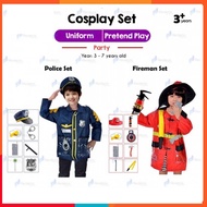 1 Set Kids Dress Up Toy Cosplay Halloween Party Cloth Policeman Fireman Uniform l Set Uniform Pakaia