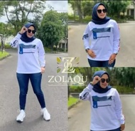 Warna Putih (A) Atasan wanita kaos baju zolaqu kekinian untuk remaja dan ibu-ibu senam seragam guru