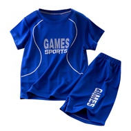 LJMOFA 1-9 Yrs Boys Jersey Sets Football Uniform Sport Quick Dry Short Sleeves 2 Piece Set Mesh T-sh