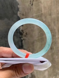 冰種翡翠天然翡翠玉鐲A玉手鐲 玉鈪 • 冰種藍飄花翡翠圓鐲