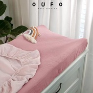 OUFO 2PCS Diaper Changing Pad Cover, Fitted Sheets Reusable Changing Mat Cover, Muslin Breathable Co