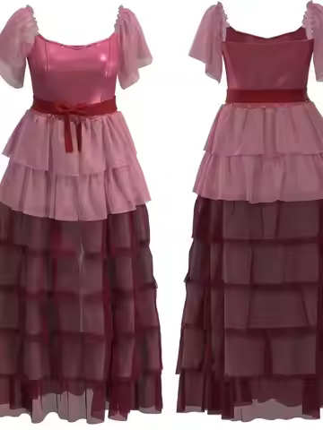 Pink Long Gown loween Ladies' Costume Par Commuting Sle Satin ort Sve Other Material Other ape Summe