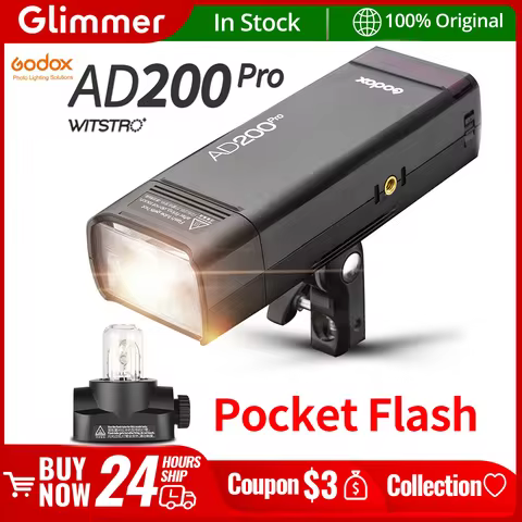 Godox AD200 Pro Outdoor Flash Light 200Ws TTL 2.4G 1/8000 HSS 0.01-1.8s Recycling 2900mAh Battery wi