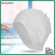 SUSANSTY Swim Silicone Hat, Stretchy Design Comfortable Fit Swimming Pool Cap, Water Sports White Co