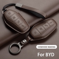 Leather Car Remote Key Case Cover Shell For BYD Tang EV600 Han EV Yuan ATTO 3 Song PLUS Pro MAX DMI 