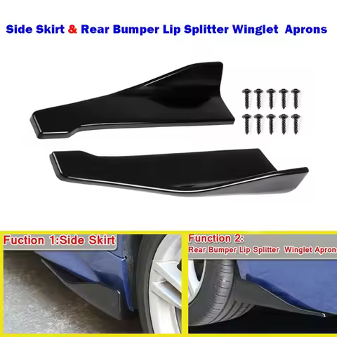 Pair 48cm Universal Car Side Skirt Rear Bumper Splitter Lip Sopiler Diffuser Winglet Protector For B