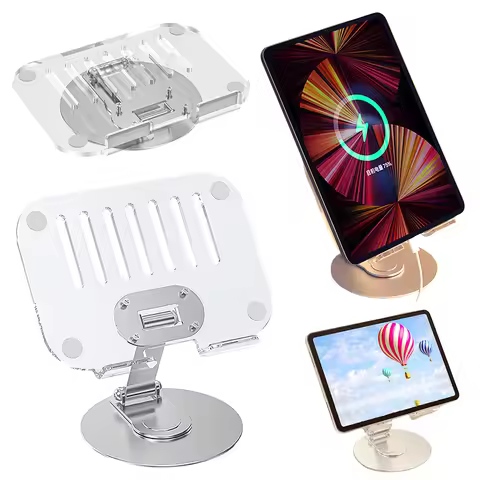 Acrylic Tablet Stand Holder 360° Rotatable Swivel Tablet Stand Transparent Tablet Holder for iPad Sa
