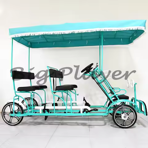 4 Seats London Tourist Bicycle Pedal for Adults, Road Tandem Rickshaw, Passengers Park, Zoo Use, 4 S