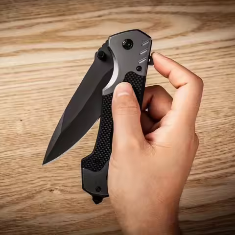 Portable Folding Knife - High-Hardness Stainless Steel Tanto Point Blade, Lightweight Ergonomic EDC 