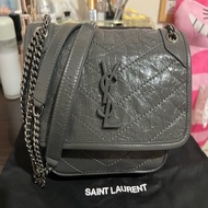 全新Ysl Niki baby深灰 新版D扣