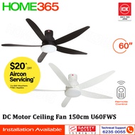 KDK DC Motor Ceiling Fan 150cm w/LED Light 60" U60FW - [U60FWS] - REPLACEMENT $30.00