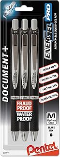 Pentel EnerGel Pro Permanent Gel Ink Pen, (0.7mm) Black Ink, 3 Pack (BLP77BP3A)