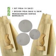 Pola Baju Kurung Moden Pakej Sepasang 1 Pola Baju & 1 Pola Kain Jimat Mudah Menggunakan Kertas Pola 