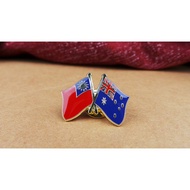Double Flag Badge Taiwan VS Australia, Australia Each Triple W2.5 Xh1.5cm
