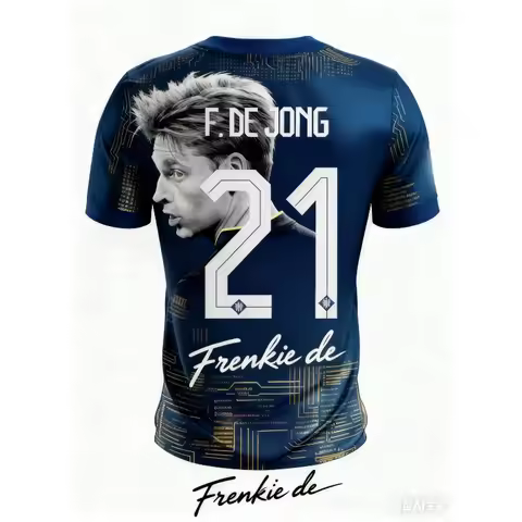 2026 New Fashion Frenkie De Jong Netherlands Team No. 21 3D Shirt Adult Quick-Dry Breathable Outdoor