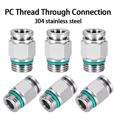 10pcs 304 Stainless Steel PC Pneumatic Quick Connector G Thread Thread Pipe Water Gas Connector M5 1