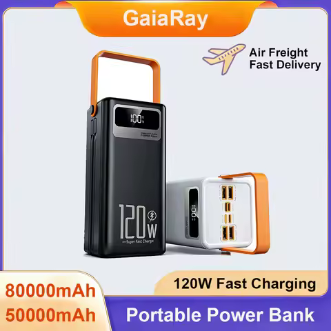 Gaiaray 80000mAh 50000mAh Portable Power Bank Fast Charging Power Station Emergency Power Bank Solar