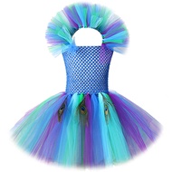 ZZOOI Princess Girl Peacock Tutu Dress for Kids Performance Halloween Costumes Girls Pageant Fancy D