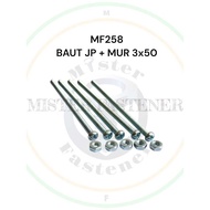 MESIN 50 Pcs JP M3x50 Bolts Plus Nuts Screwdriver Machine Screws 50mm 3x50 M3 Transistor Machine Bol