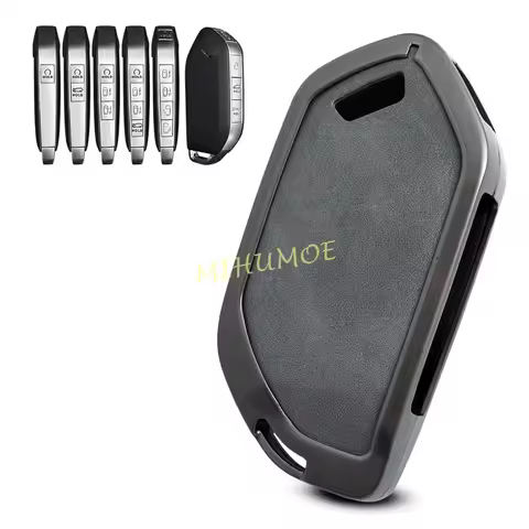 Metal Leather Car Key Cover Case Fob Bag Shell Holder Accessories For Kia Sorento EV9 Telluride 2025