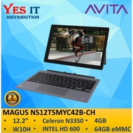 Avita Magus 12.2'' NS12T5MYC42B-CH 2-in-1 Detachable Laptop Celeron CHARCOAL GREY (N4020, 4GB, 64GB eMMC, W10H, 2YW, NO
