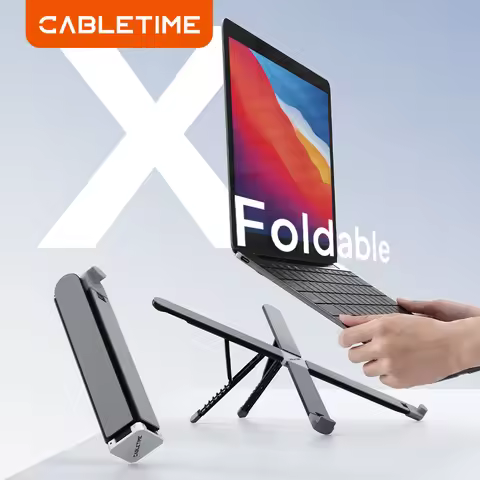 CABLETIME Laptop Stand X Foldable 8 Adjustable Angles Portable Adjustable Laptop Riser for 10–17.3 I
