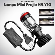 LAMPU Y10 ORIGINAL MOSCOW SUPER BRIGHT WHITE WHITE LED MOBIL MOTOR H4 MINI PROJECTOR PROJIE LAMPU H4